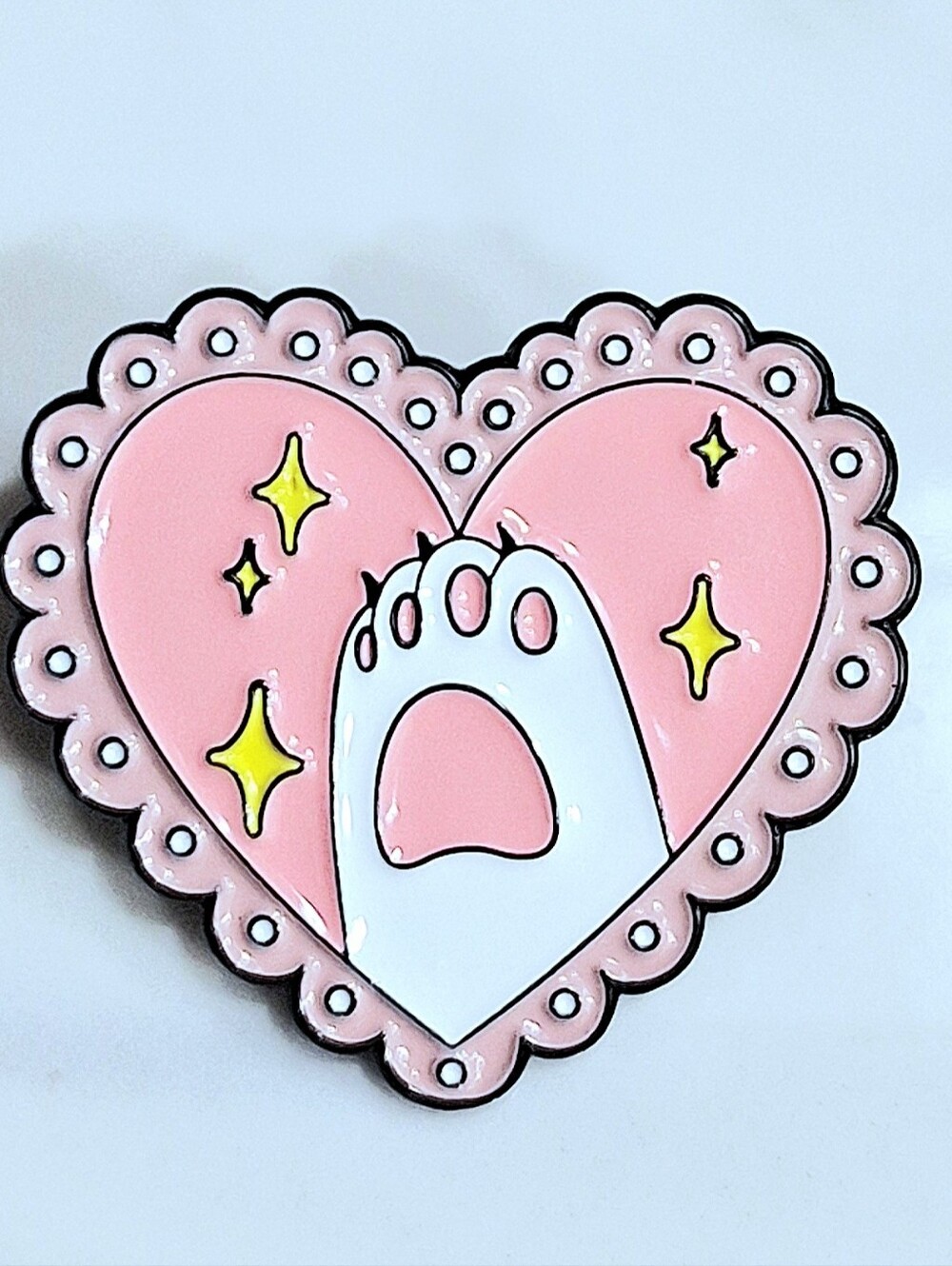 Pink Heart Cat Paw Enamel Pin